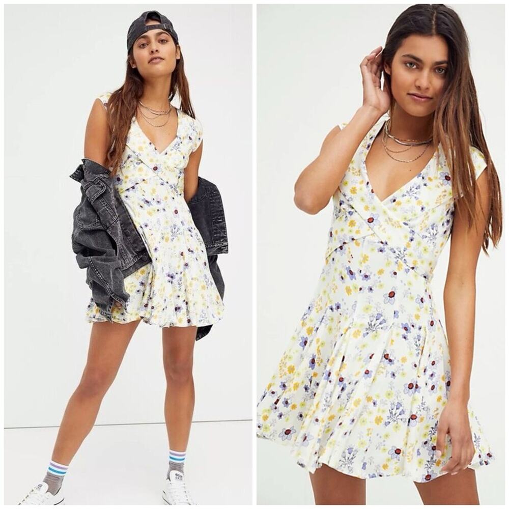 NEW Free People Yellow It Takes Two Mini Dress